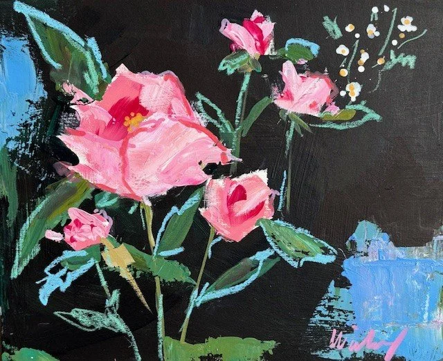 velvet roses 8"x10" $400 frame included 