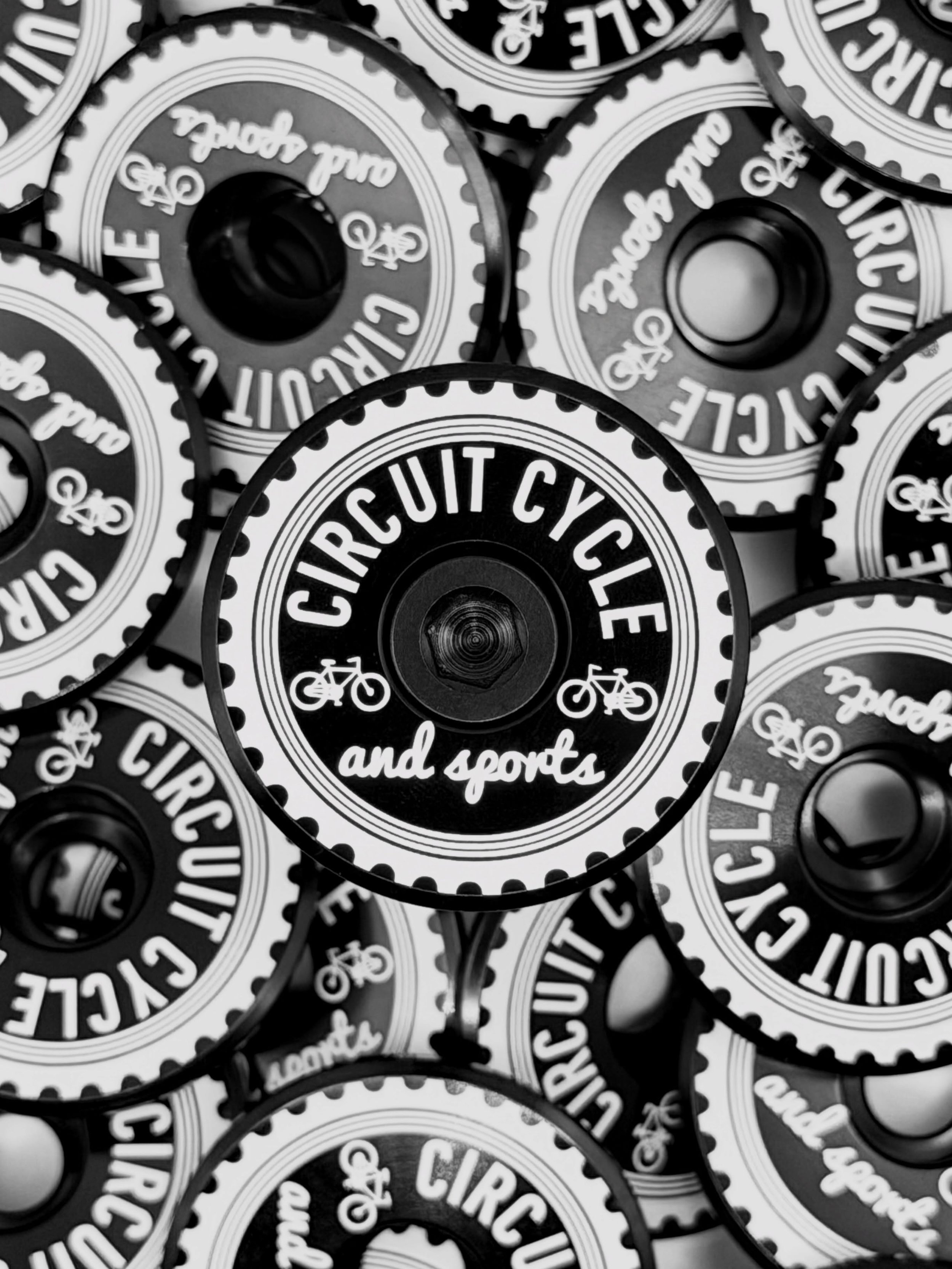 Custom laser engraved top caps for @circuit.cycle 

Available now!