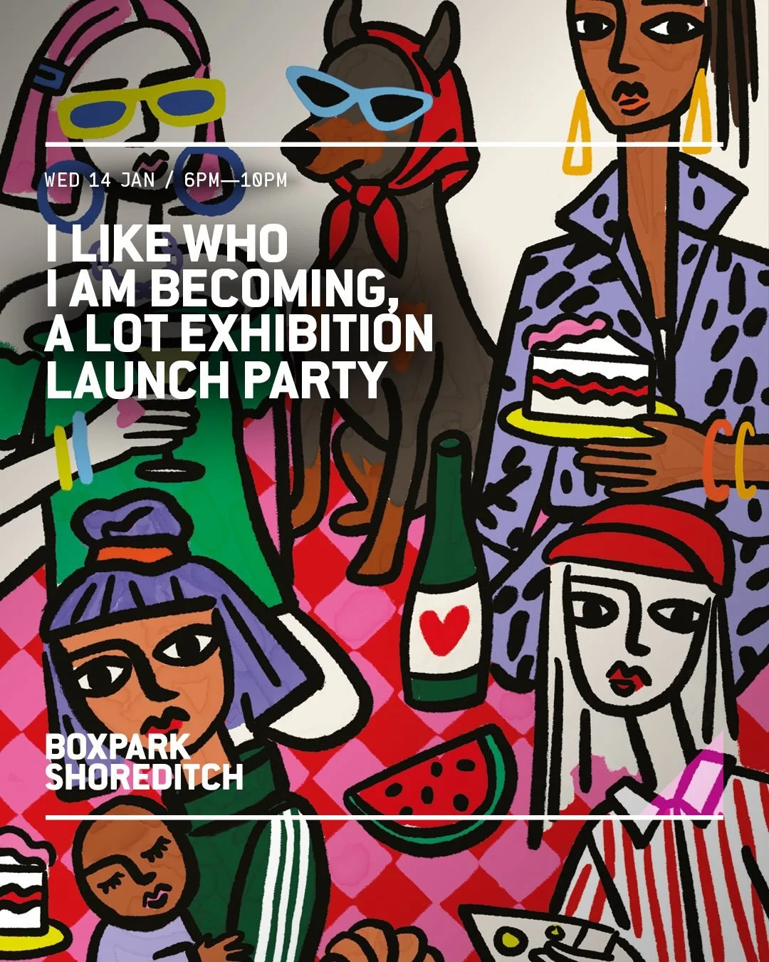 EEEKKK I&rsquo;m so excited to say ME Carla @_all___about___me_  is having my very first SOLO exhibition at @boxpark Shoreditch @boxparkcroydon 
 Im bringing ALL the COLOUR + JOY to January&hellip; because I think we all totally need it!

I like who 