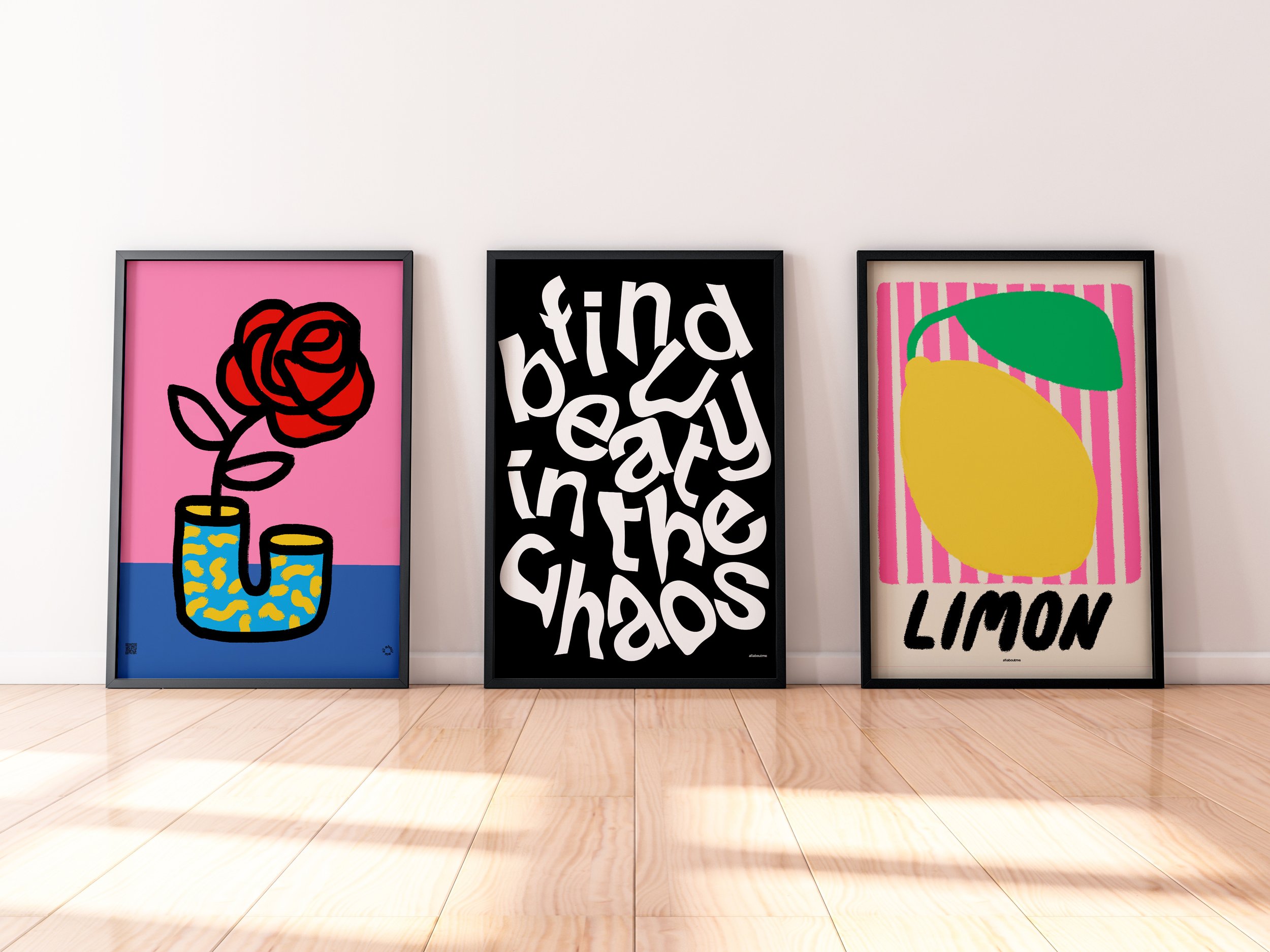 Sweet Chaos Trio – Bold Prints for a Vibrant, Joyful Home black frame