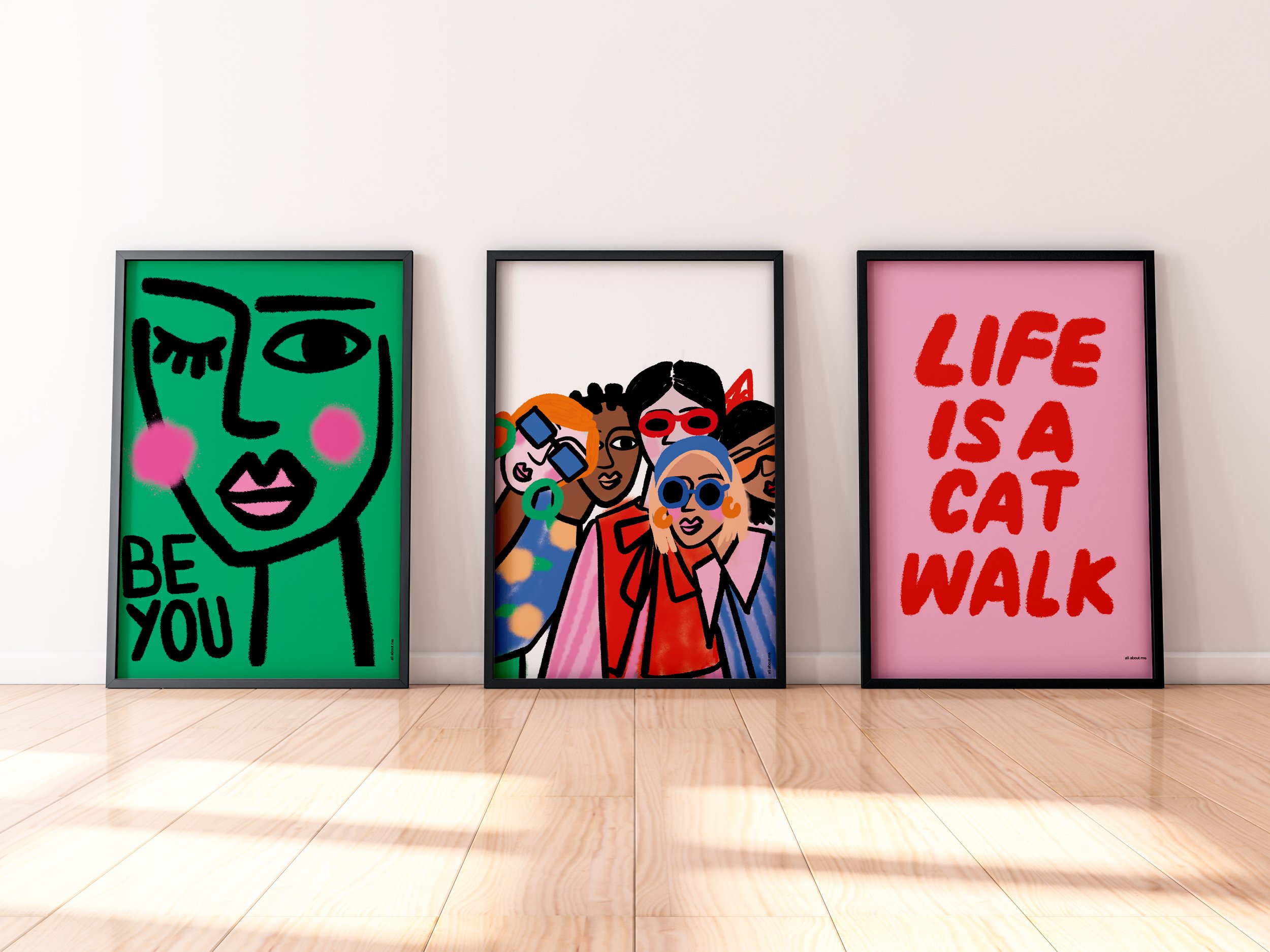 Slay True Trio – Art for Confidence, Empowerment & Self-Expression gallery wall - black frame