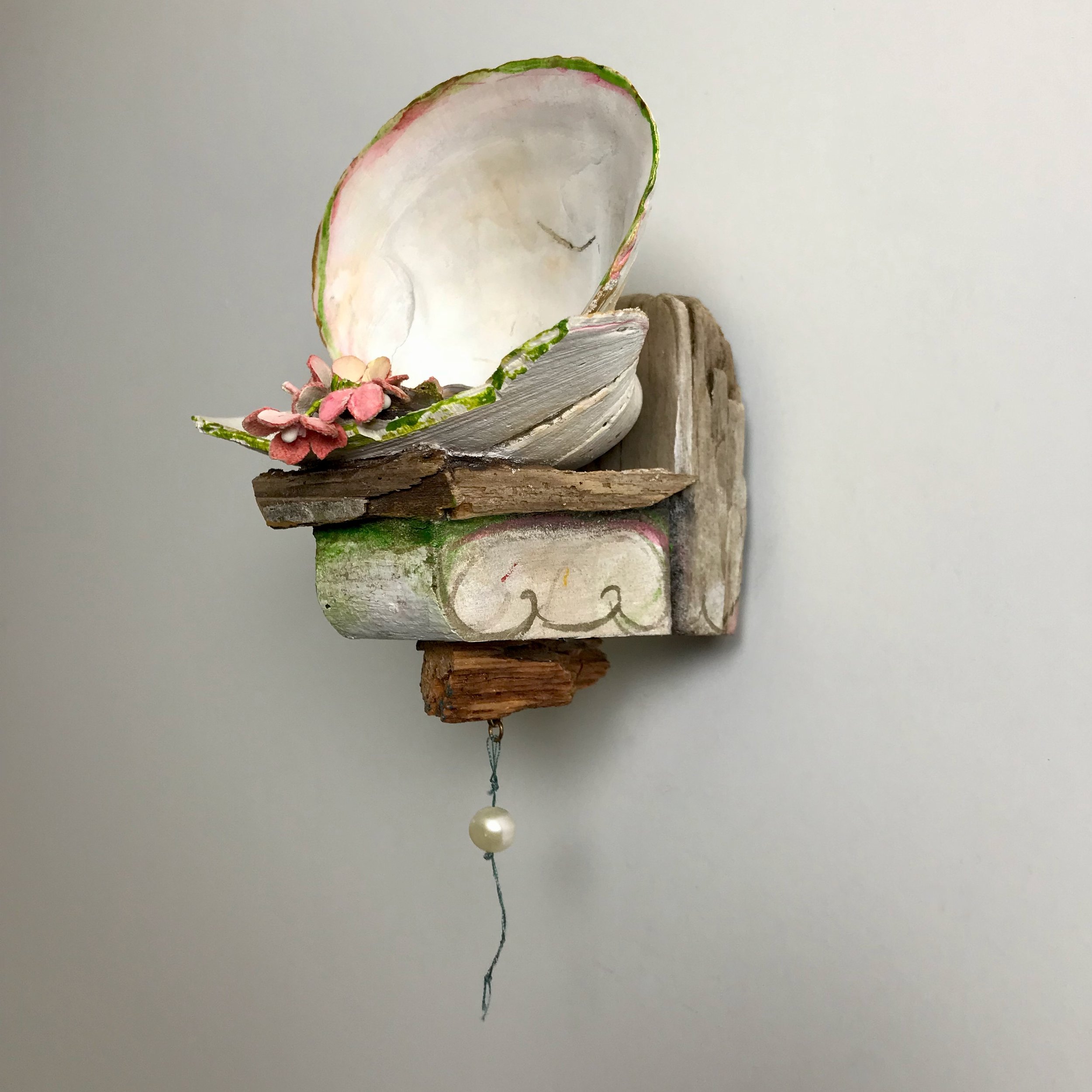 Laura-Trisiano-Offering-(1)-6.75”hx4.25”wx4”-one-of-a-kind-found-object-assemblage-art-small-wall-waltar-sculpture-ocean-sea-shells-freshwater-pearls-faux-flowers-old-reclaimed-wood-paint-med.jpeg