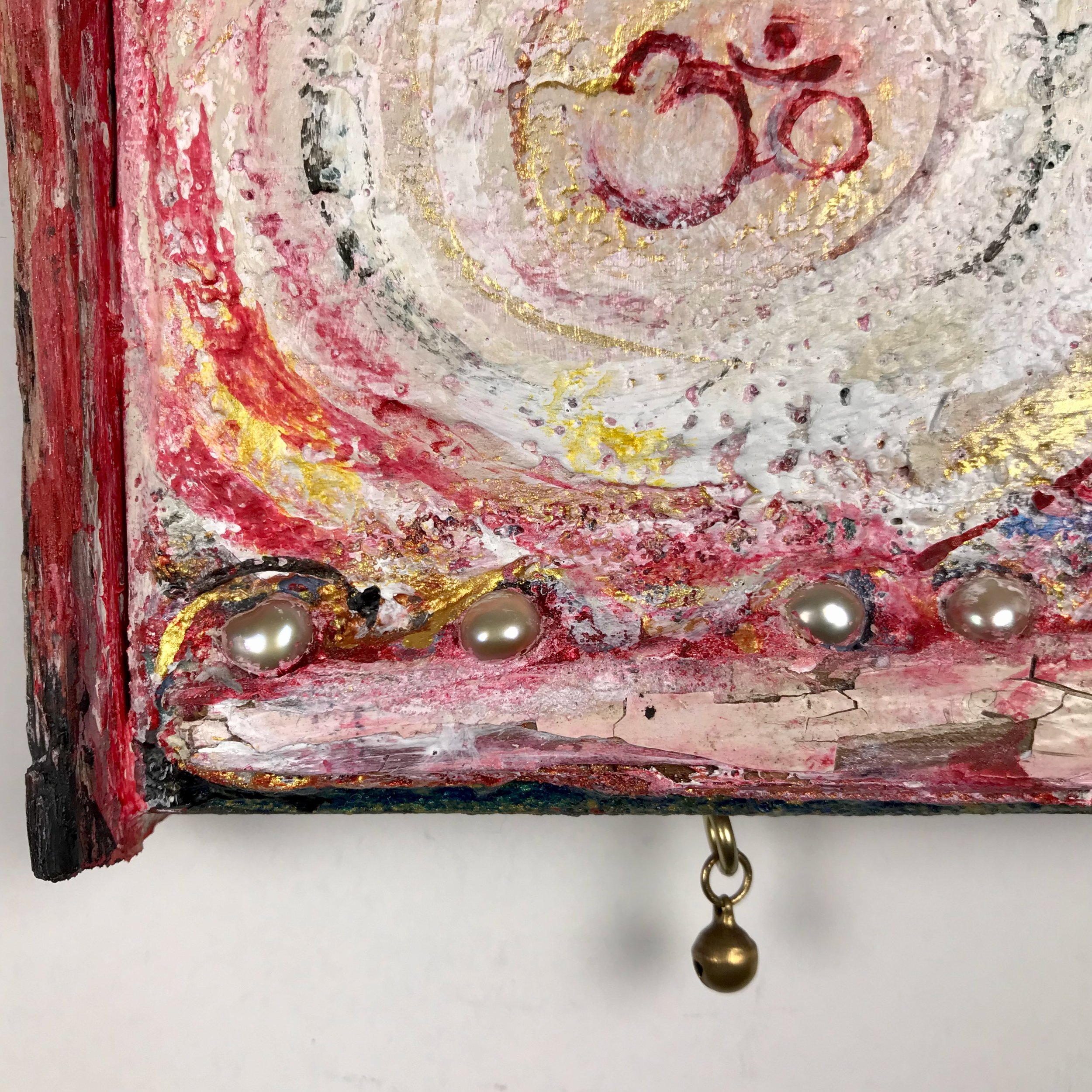 Laura-Trisiano-Om-2-5.5_hx4.5_wx1_d-one-of-a-kind-mixed-media-found-object-painting-art-reclaimed-upcycled-old-wood-freshwater-pearls-red-plastic-finial-paint- aum-mantra-universal-sound- (3).jpeg