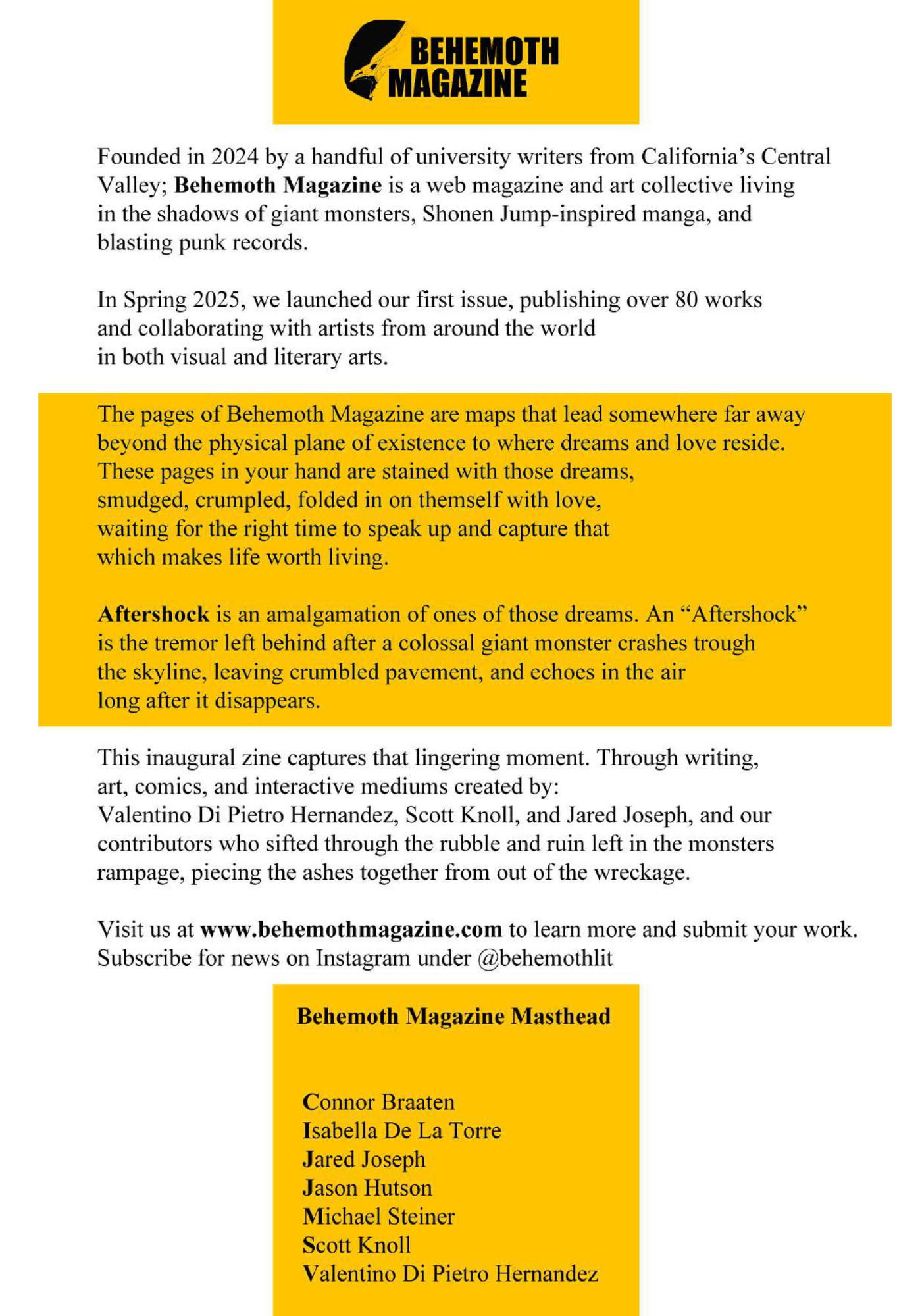 Aftershock Volume 1 Forward
by Valentino Di Pietro Hernandez