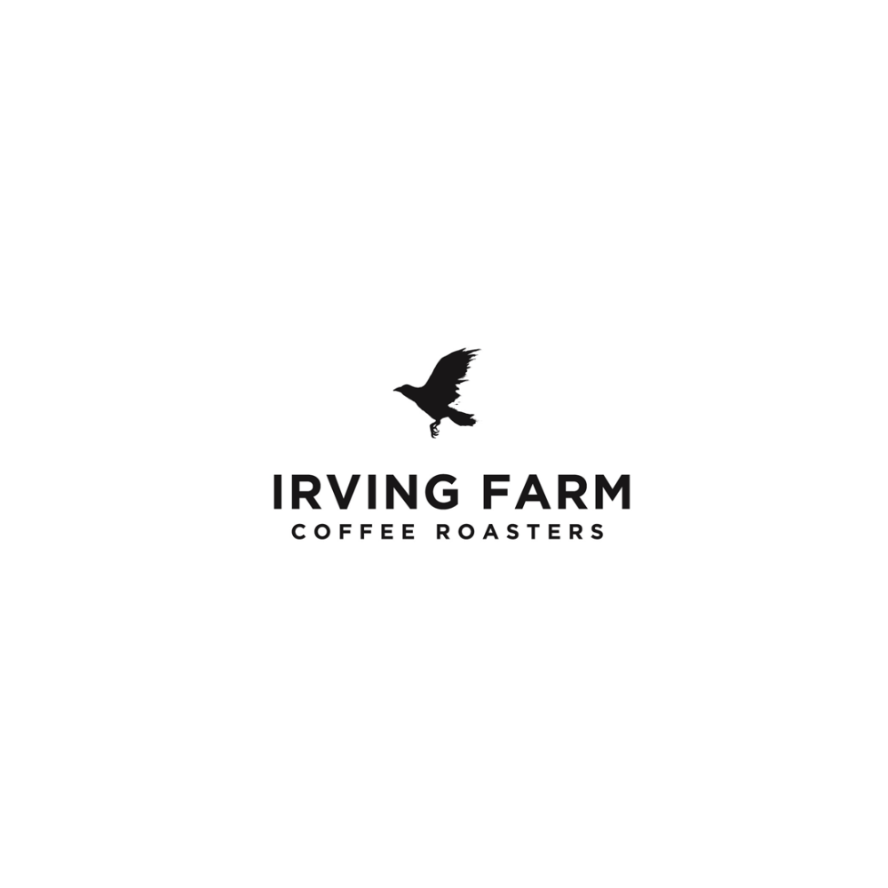 Logo for Irving Farm Coffee Roasters featuring a black silhouette of a bird in flight