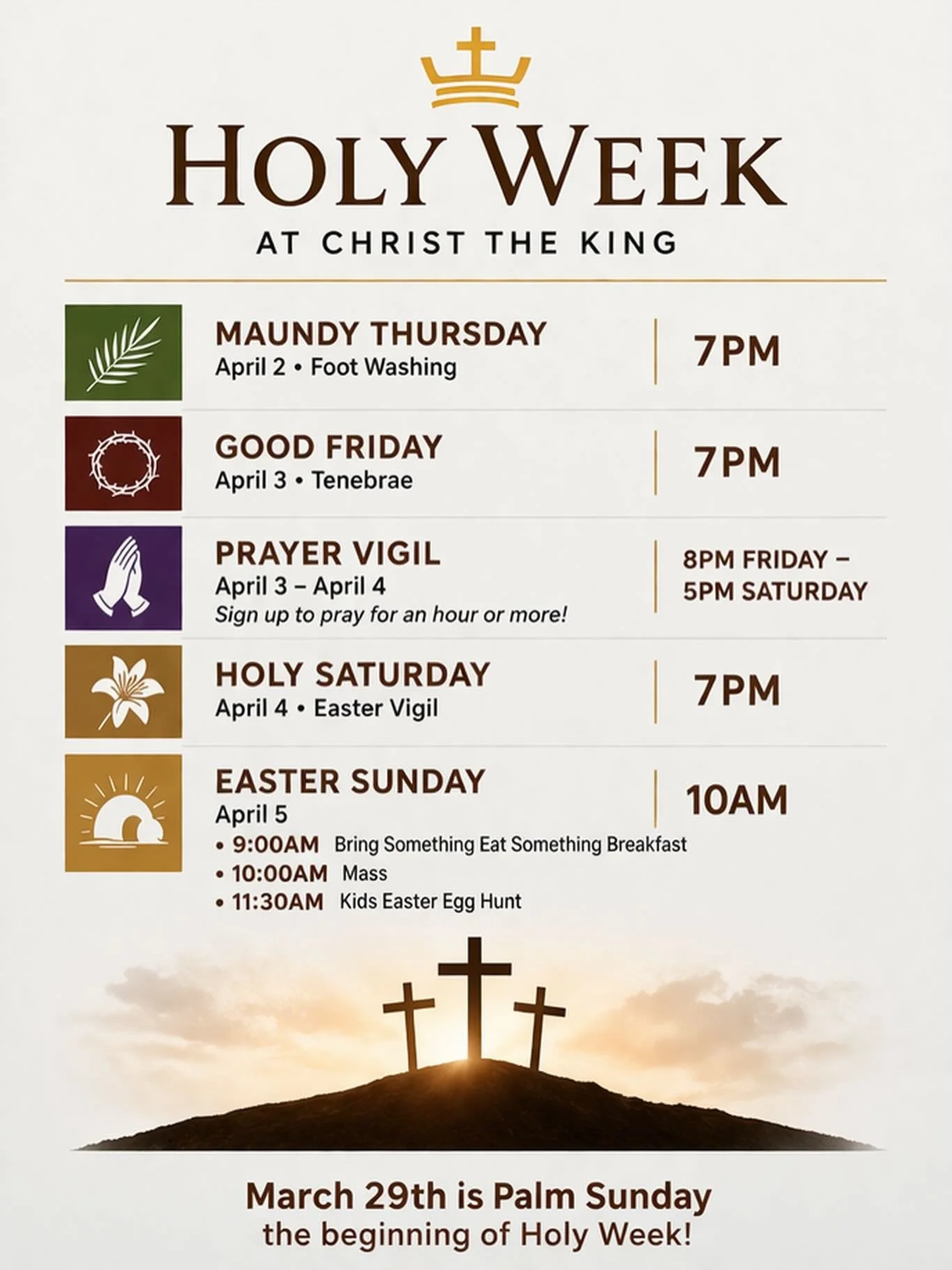 From the Cross to the empty tomb.

Join us this Holy Week as we celebrate the Passion of Our Lord ✝️