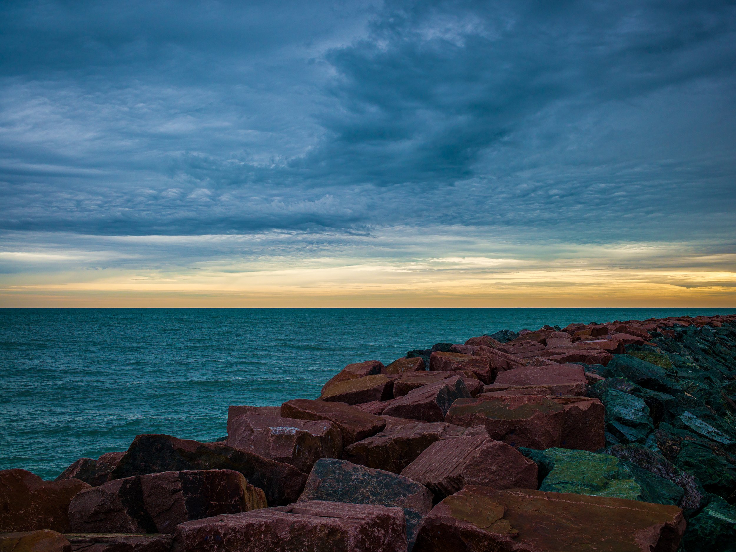 Red Rocks with Orange Blue and Green