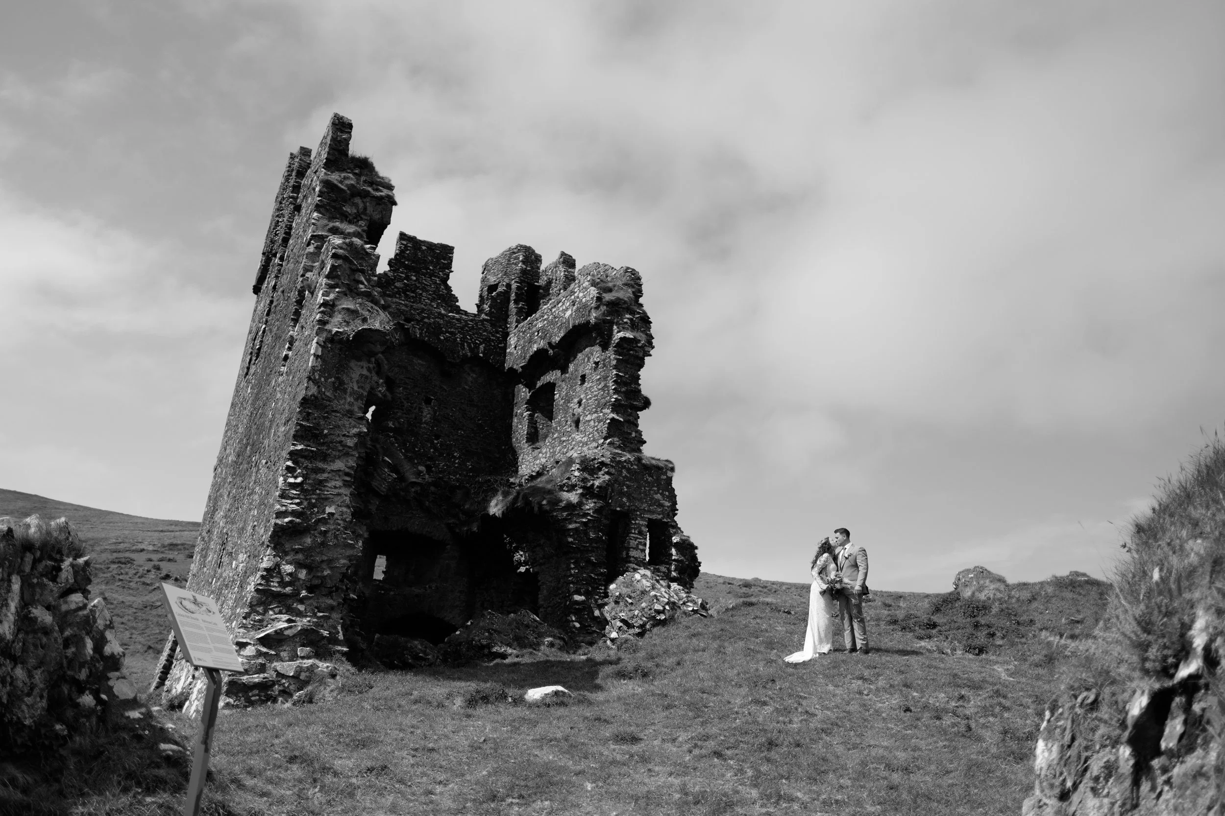 The ancient stone walls of Rahinnane Castle on the Dingle Peninsula, Co. Kerry