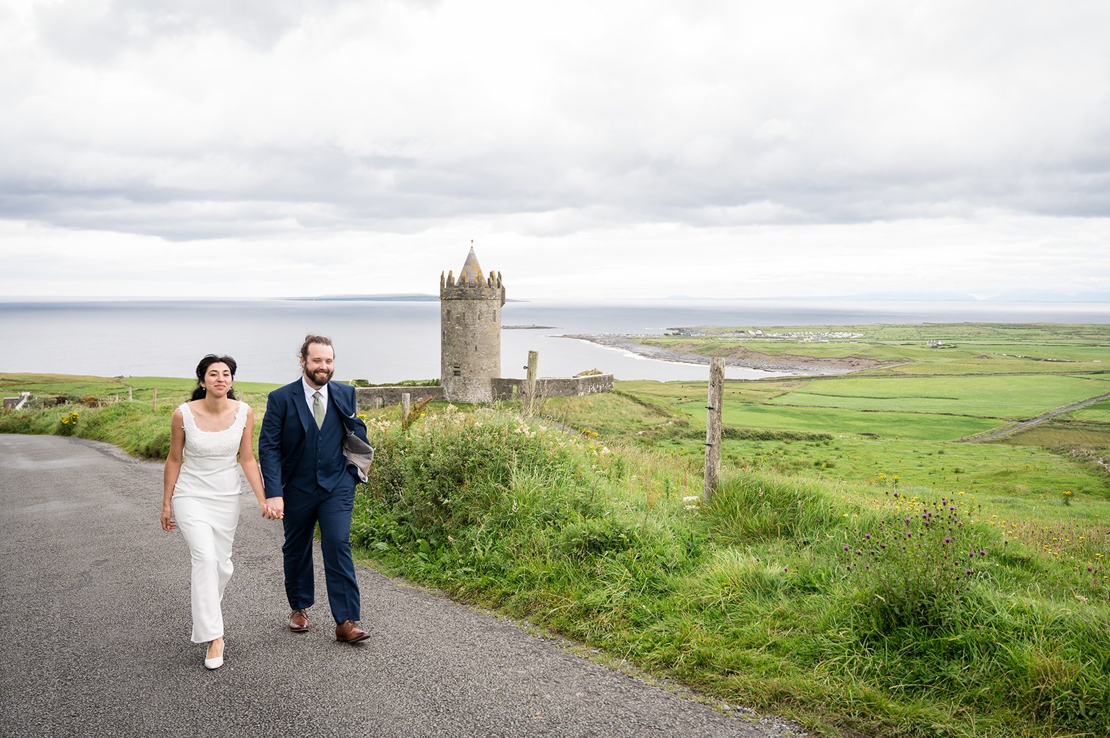 Two-person elopement ceremony on the Wild Atlantic Way at Doonagore Castle in County Clare, Ireland