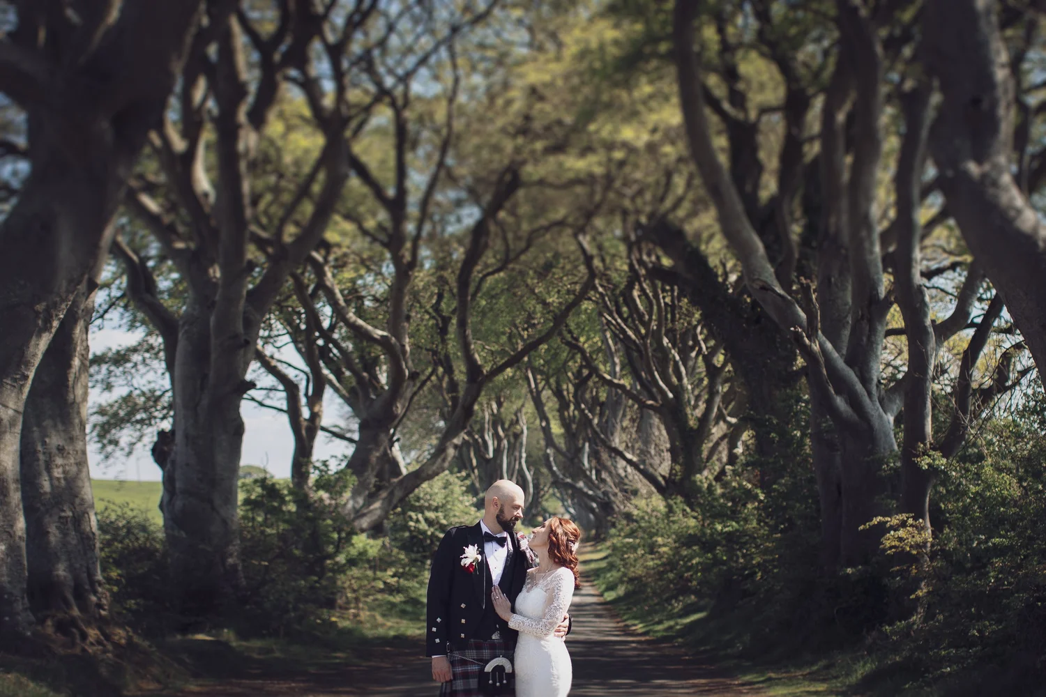 Elopement at medieval Dunluce Castle ruins