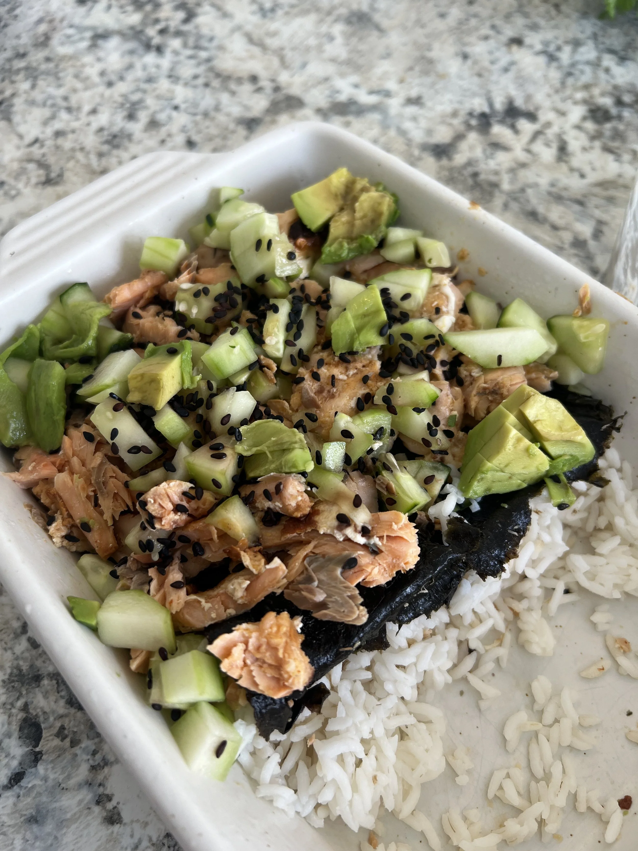 Sweet Chili Salmon Sushi Bake