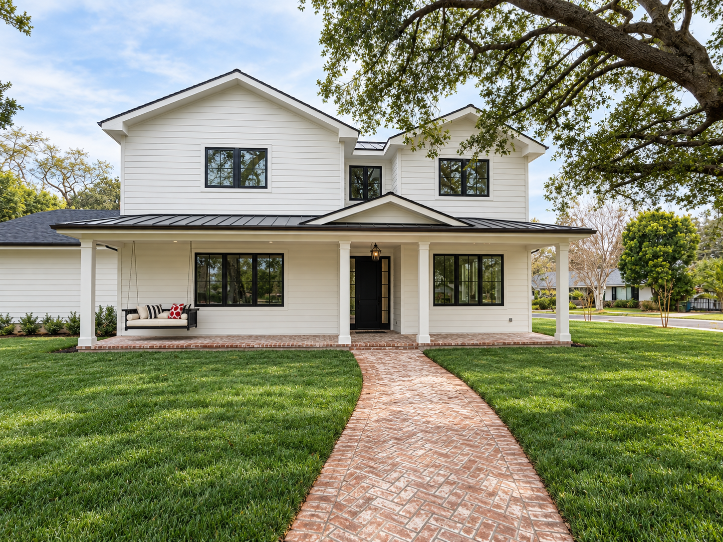 Exterior of the Edgewood Park custom home in Redwood City