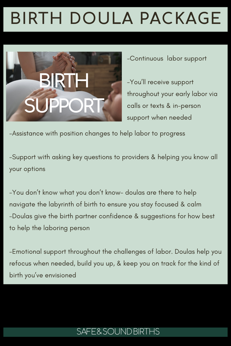 Annapolis Birth Doula Sarah Austin's birth package of Birth Support