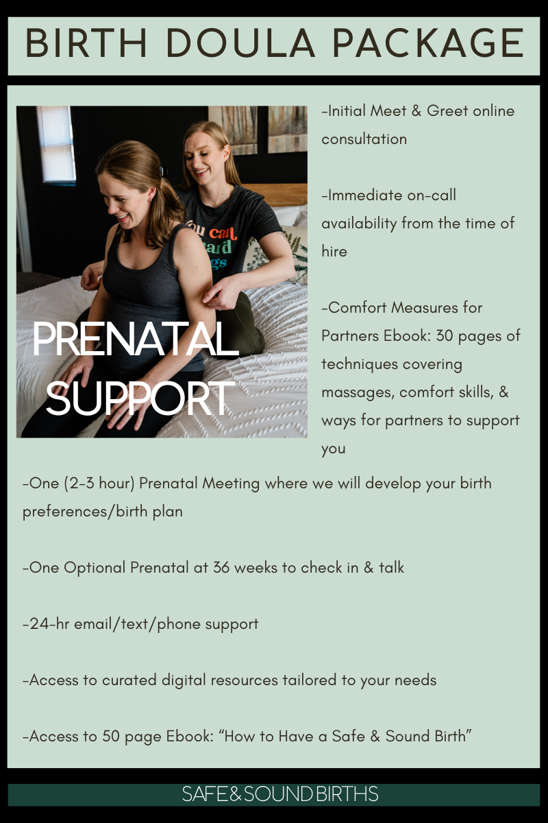 Annapolis Birth Doula Sarah Austin's birth package of Prenatal Support