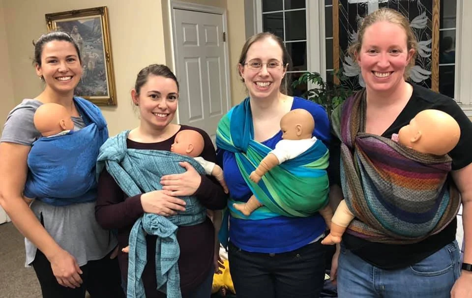 Patuxent Babywearing group of educators ready to teach new moms the safest ways to wear their babies.