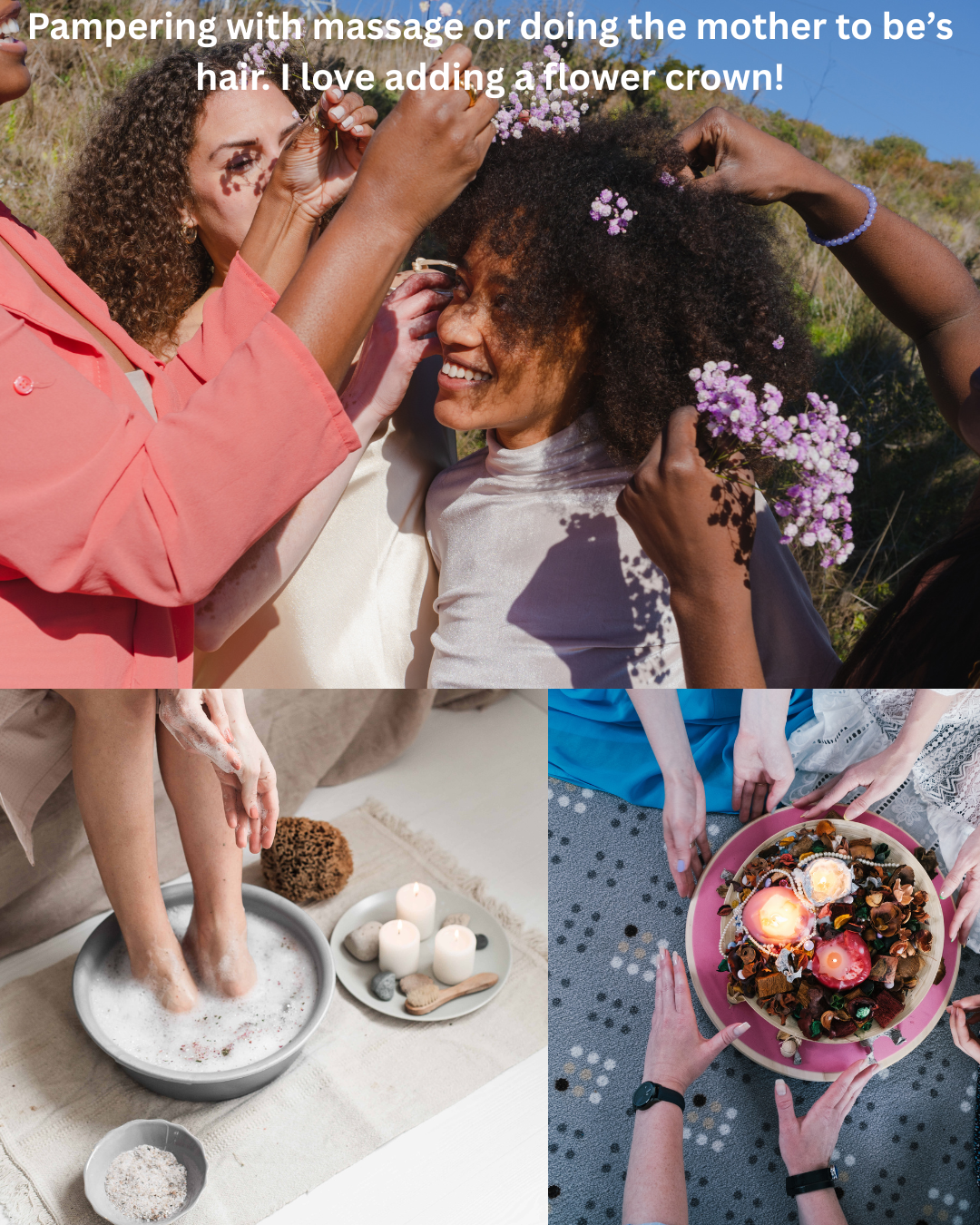Mother is pampered and honored at a mother blessing ceremony in Severna Park, MD.