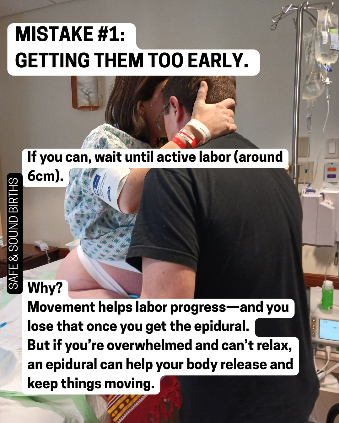 Number One Mistake Moms make with epidurals is getting them too early in labor. Picture is of women getting an epidural in Annapolis, Maryland.