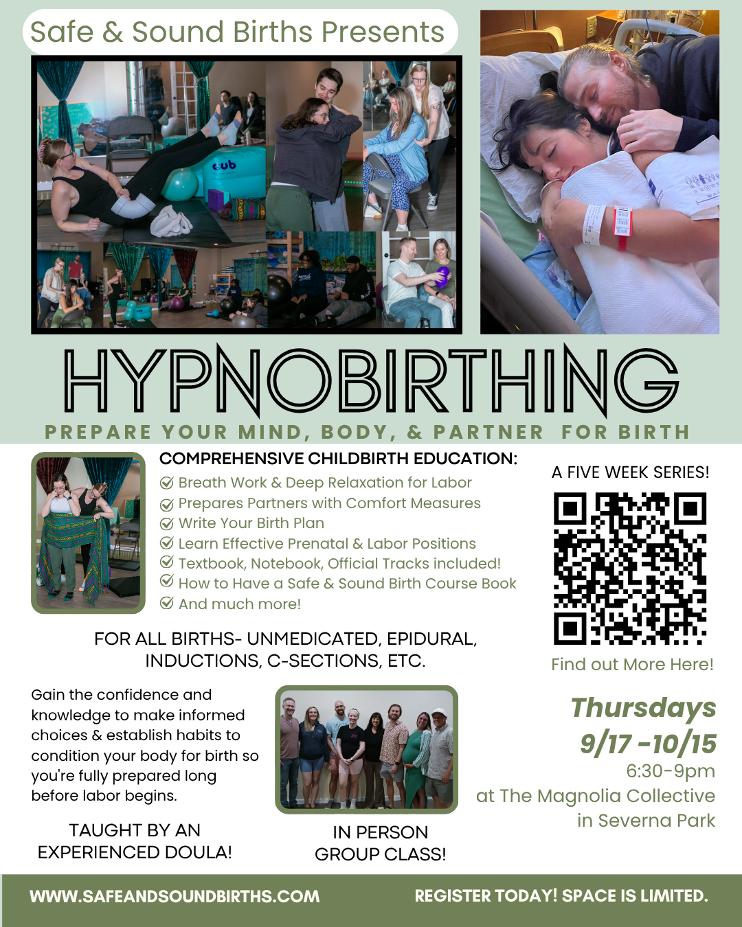 Annapolis Birth class in person instruction of birth skills for laboring women and their partners.