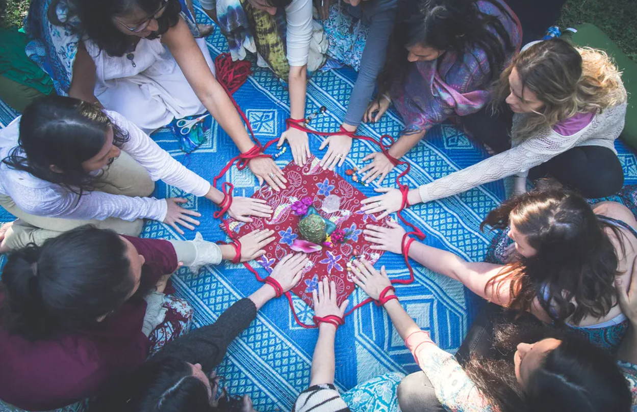 A mother celebrated by her closest friends and sisters, honoring her with a mother blessing in Severna Park, Maryland.