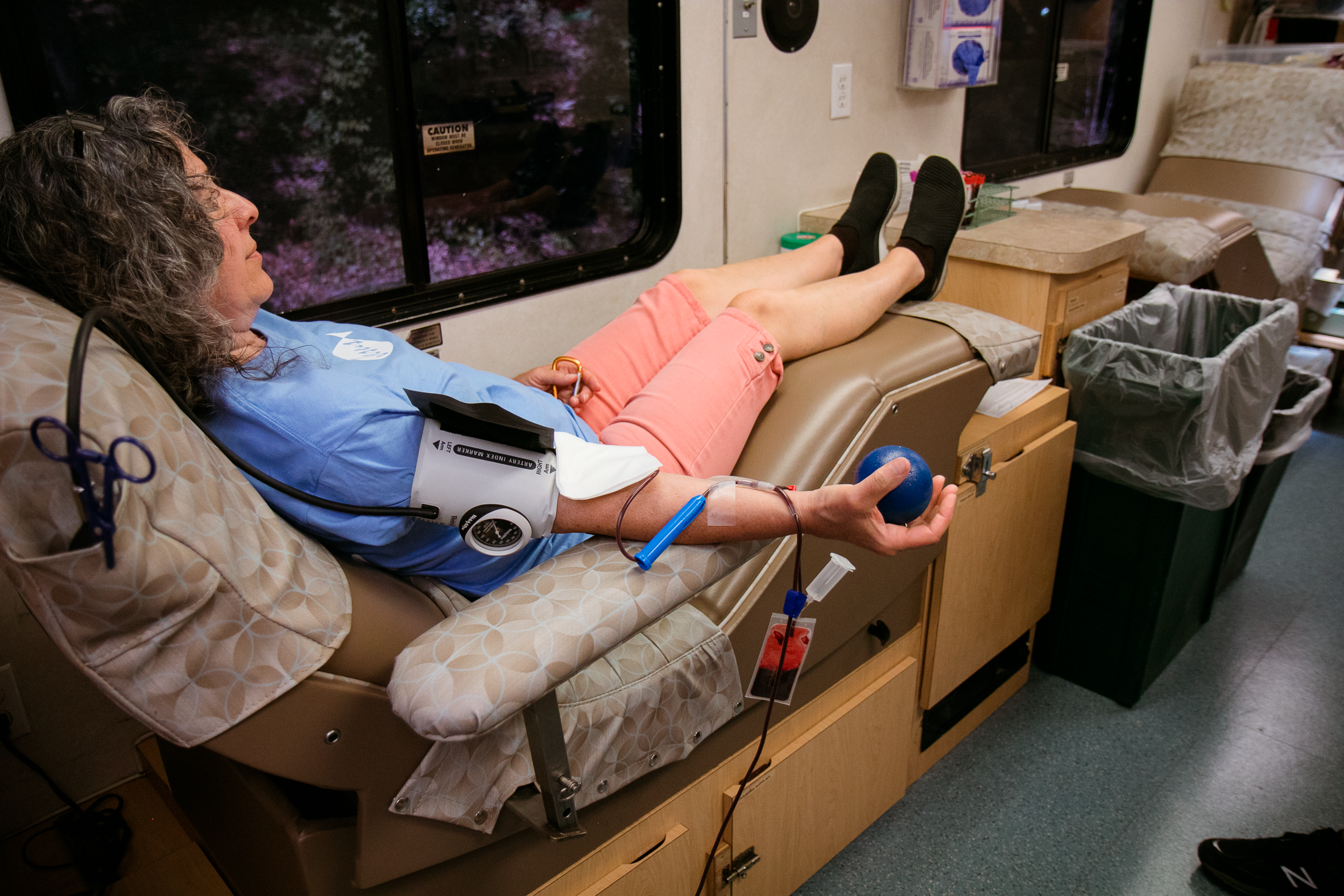 Giving Blood in the blood mobile is easy!