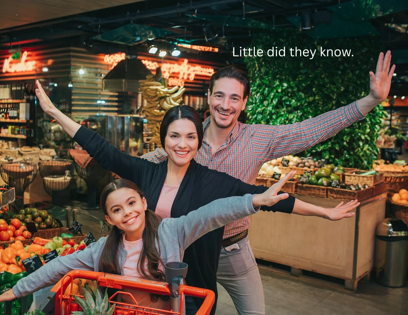 Sarah Austin Birth doula made a funny meme about a happy family shopping in Pasadena, Maryland.