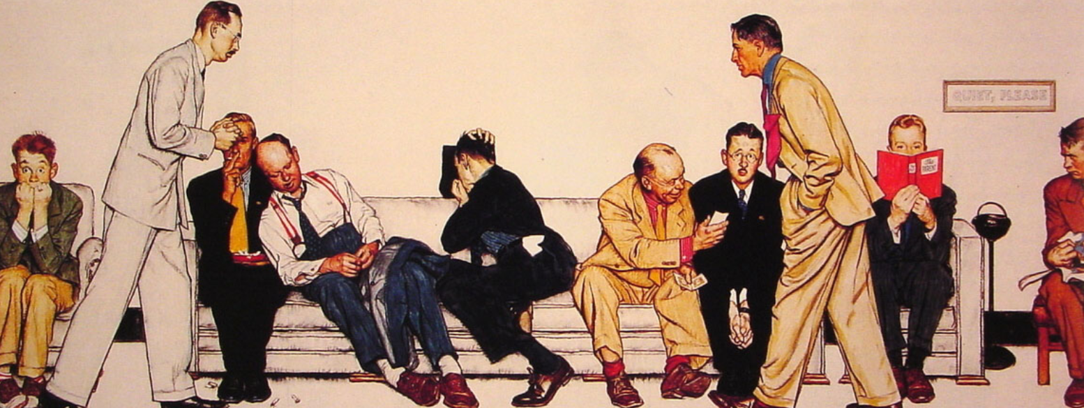 Fathers In Birth Waiting Room Pacing Unable to Help their wives give bith