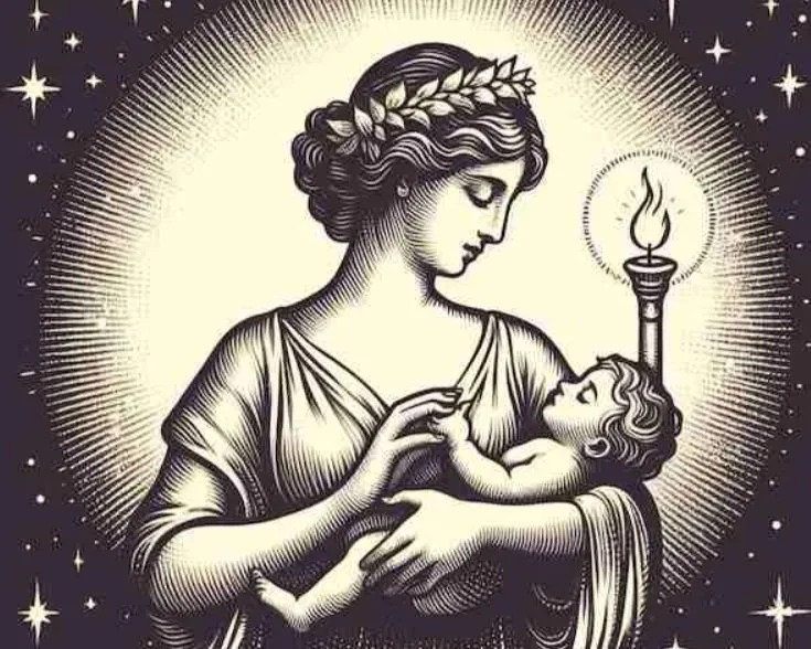 Candelifera the goddess who sends good vibes to laboring moms.