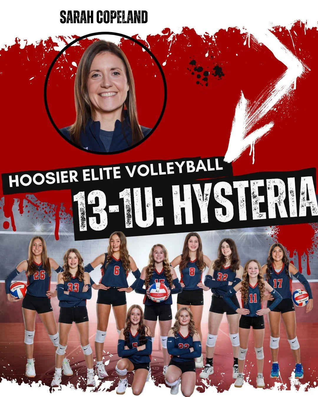 Introducing 13U Hysteria 💥🏐

Led by Coach Sara Copeland, this team brings energy, competitiveness, and a drive to keep improving.

Coach Sara is in her first season with Hoosier Elite and entering her second year as Head Coach at Lapel High School,