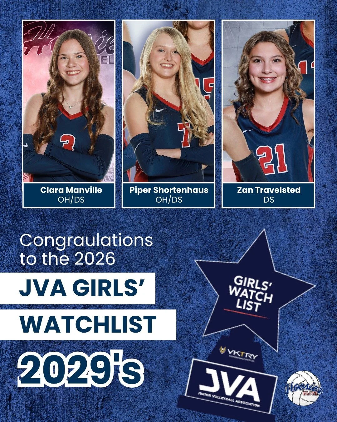 Congrats to all of our Hoosier Elite players on the 2026 JVA Girls&rsquo; Watch List. Proud to see your hard work and dedication recognized! @jvavolleyball 

#HoosierElite #JVAVolleyball #ClubVolleyball #VolleyballRecruiting #GirlsVolleyball