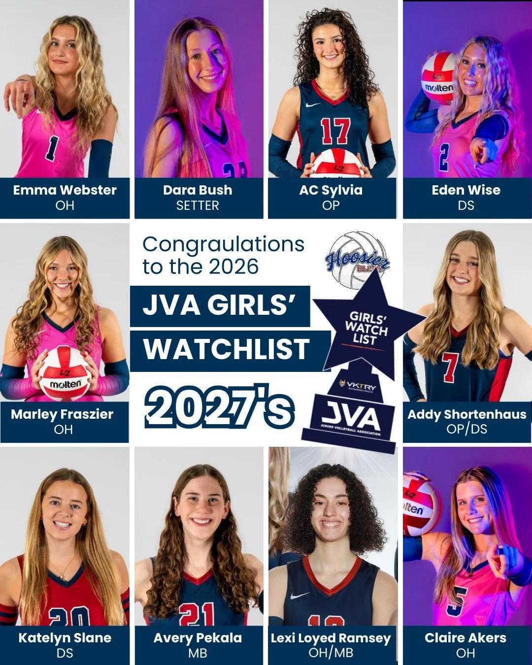 Congrats to all of our Hoosier Elite players on the 2026 JVA Girls&rsquo; Watch List. Proud to see your hard work and dedication recognized! @jvavolleyball 

#HoosierElite #JVAVolleyball #ClubVolleyball #VolleyballRecruiting #GirlsVolleyball