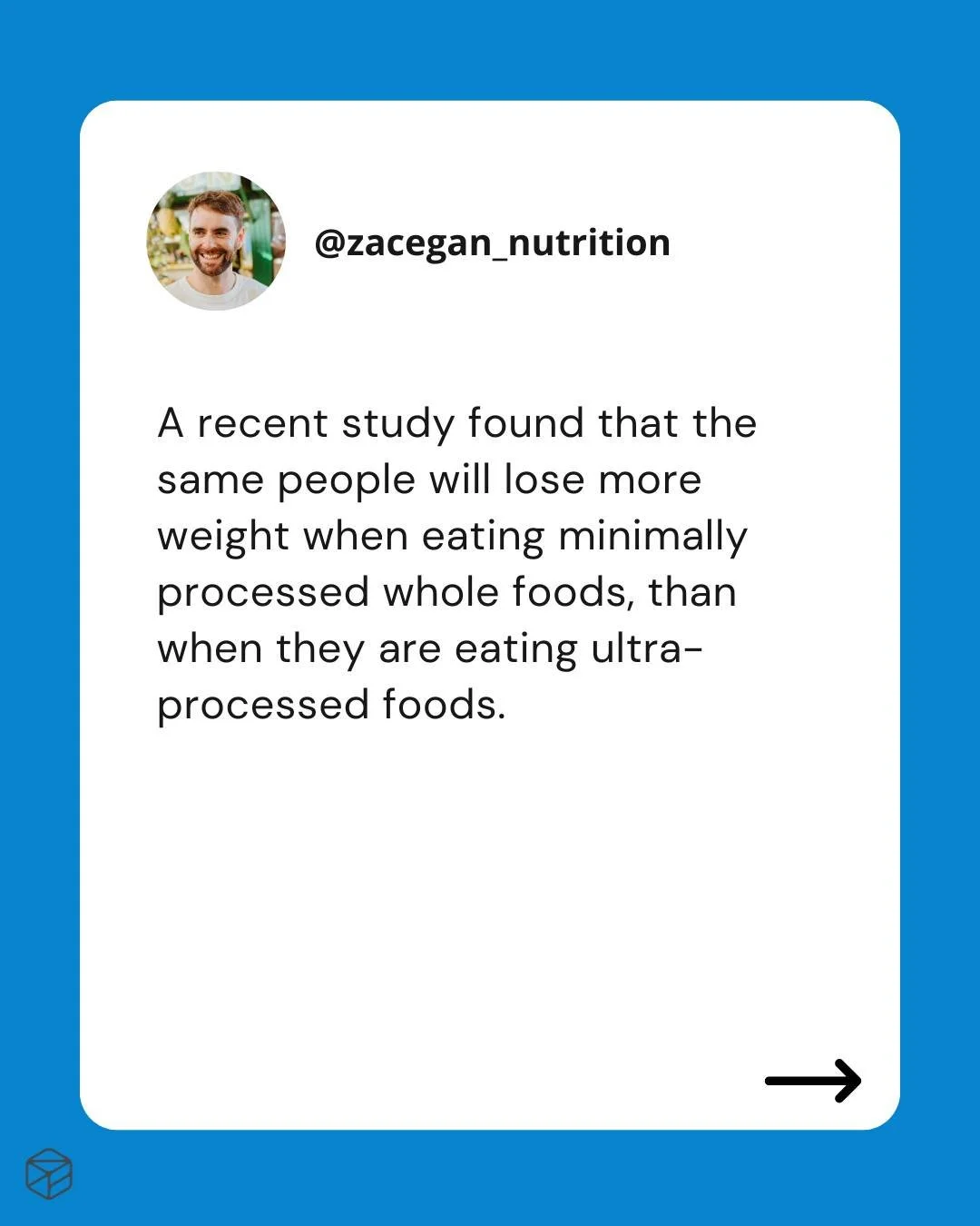 A recent study found that people lose more weight when eating minimally processed whole foods compared to ultra-processed foods.

This isn&rsquo;t exactly new &mdash; it aligns with what we already know &mdash; but it&rsquo;s a good reminder that whe