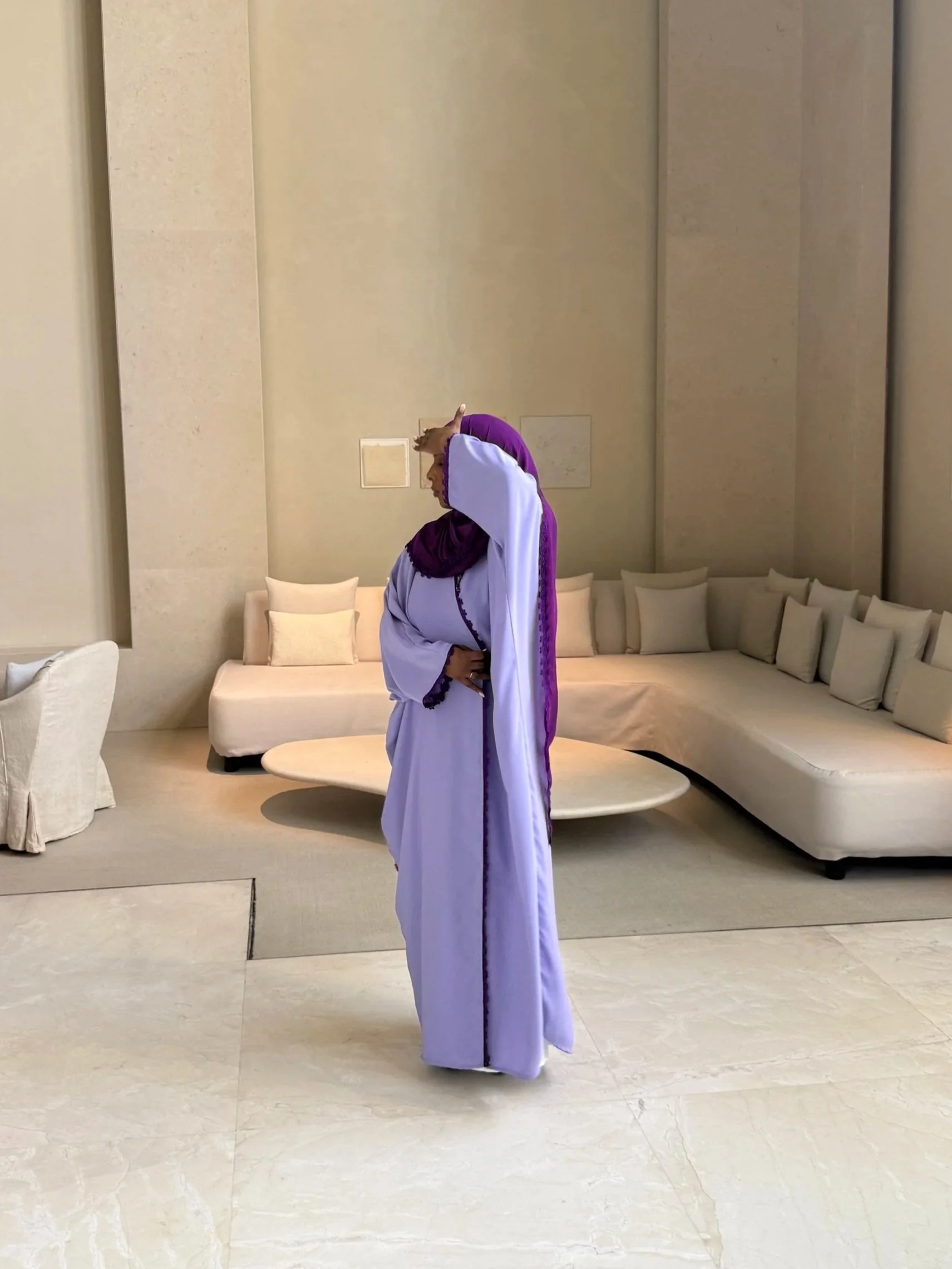 Lavender Lilac Floral Lace Abaya & Hijab