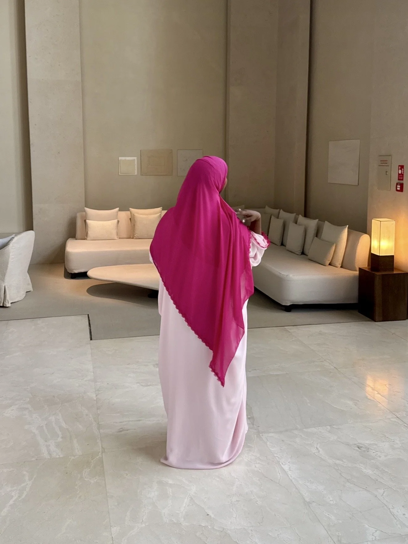 Rose Baby Pink Floral Lace Abaya & Hijab