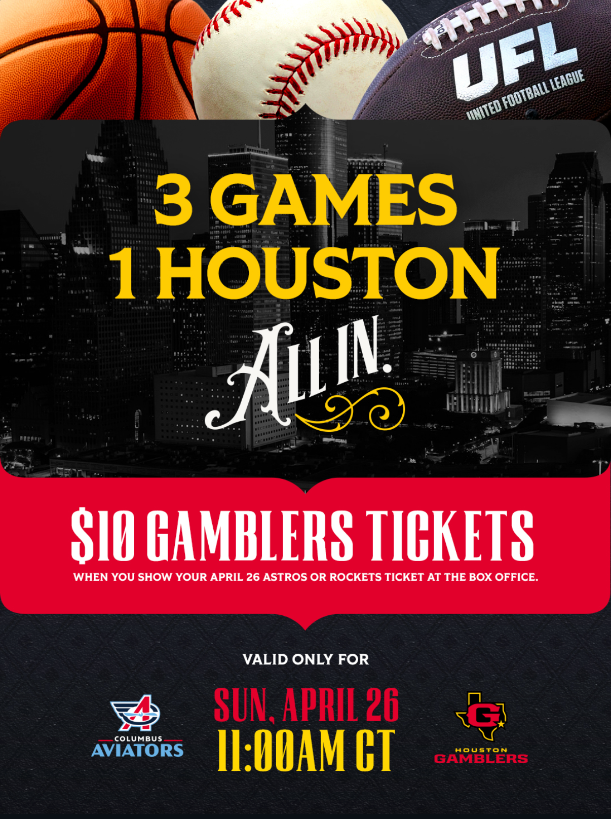 Houston Goes All In: Gamblers Host Aviators in a Showdown