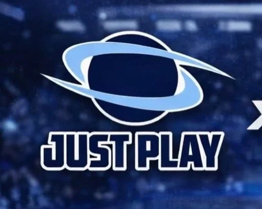 Logo with a stylized planet and rings, accompanied by the text 'Just Play'.