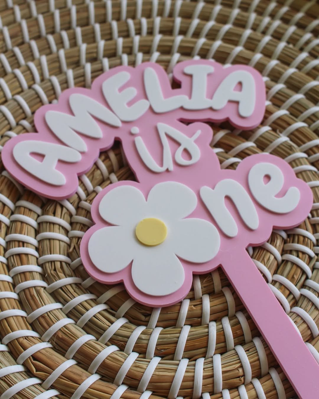 Personalised Floral One Cake Topper
