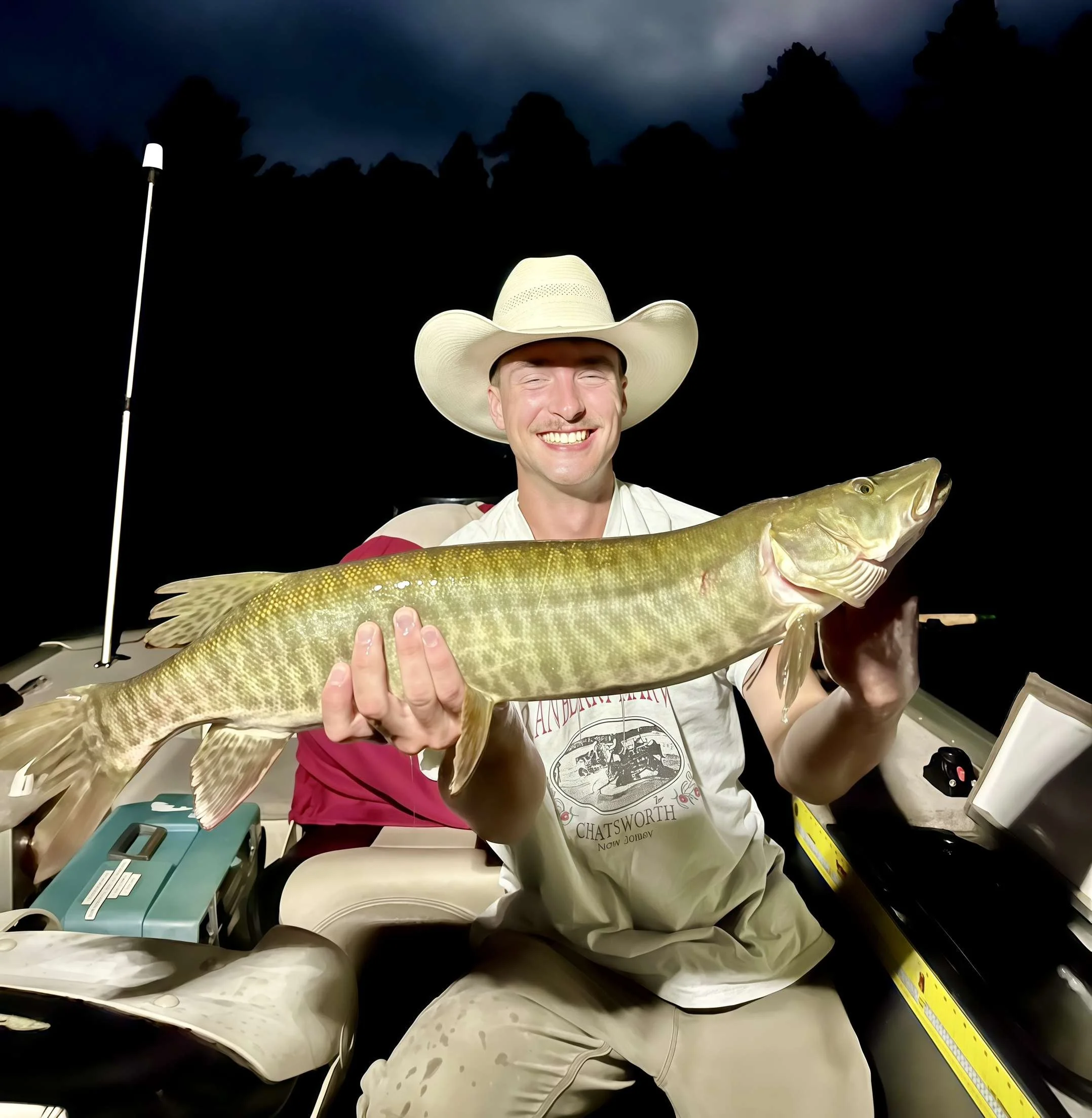 Daniel with a gorgeous musky caught late at night!