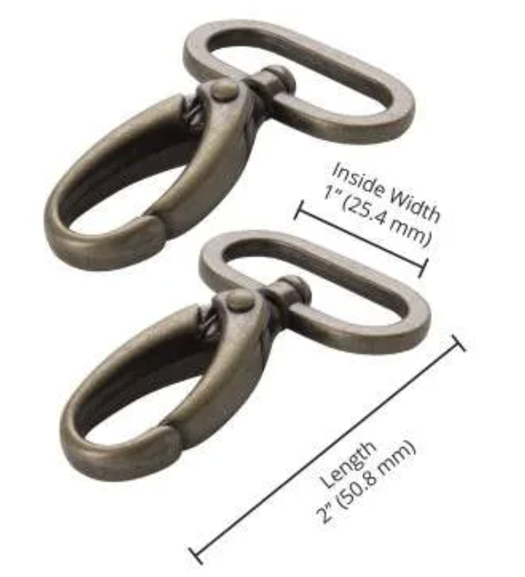 1" Antique Brass Swivel Snap Hook