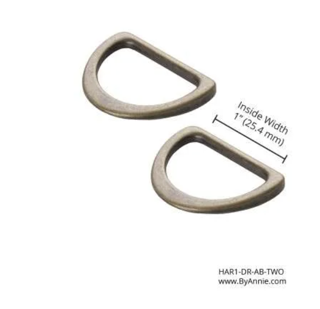 1" D Ring Flat Antique Brass