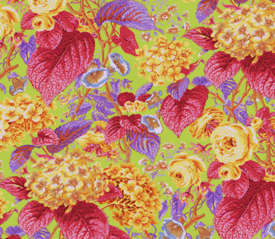 ROSE AND HYDRANGEA CITRUS Kaffe Fassett Collective