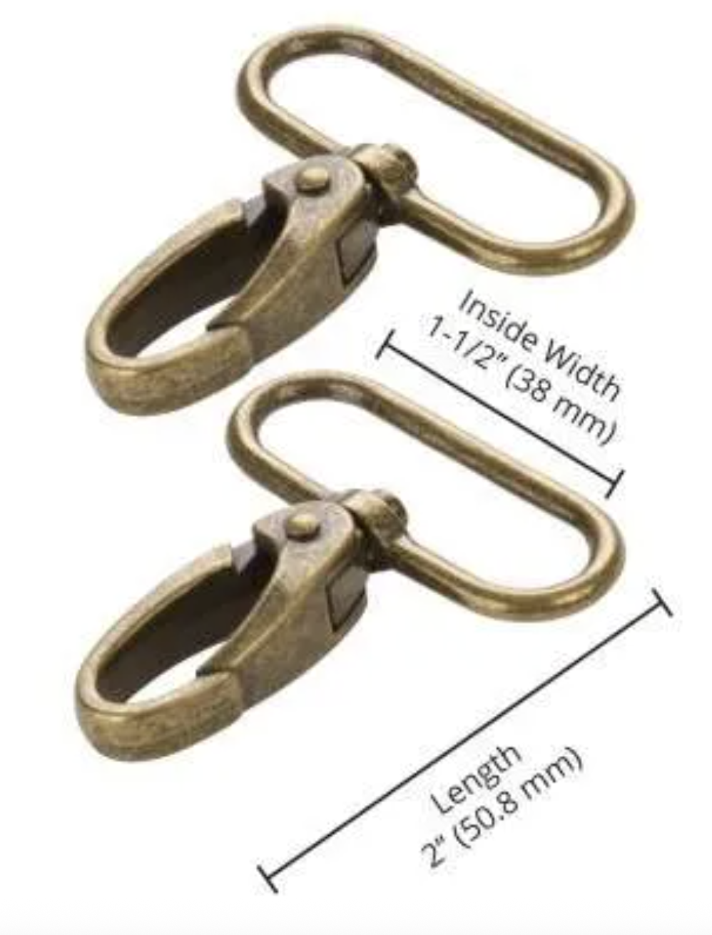1.5” (3.8cm) Ant Brass Swivel Snap Hook