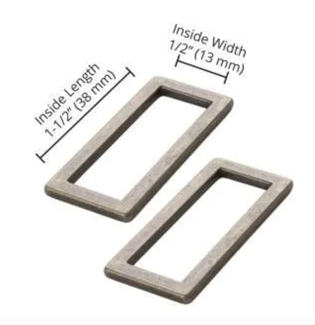 1.5" Antique Brass Rectangle Ring Flat