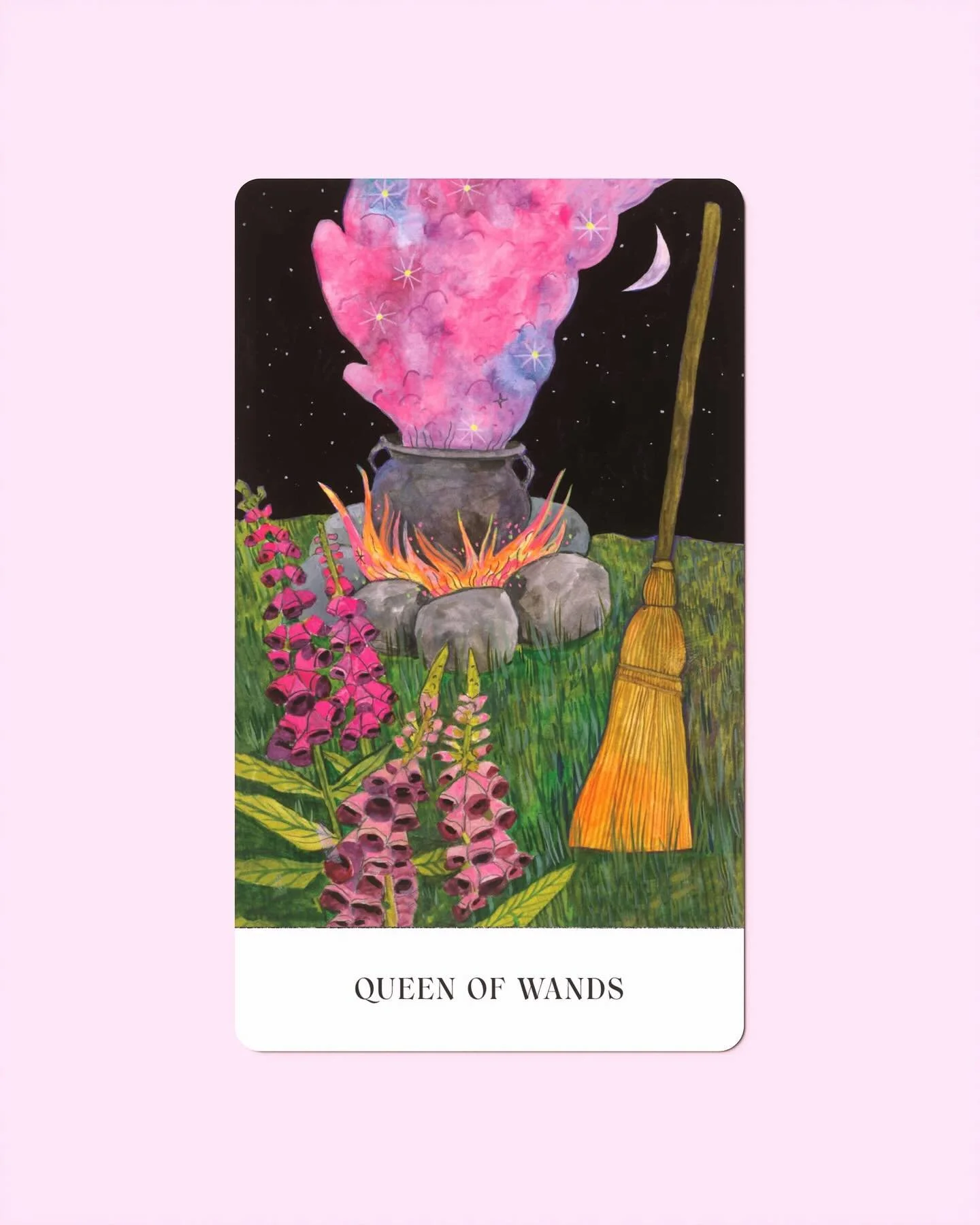 &ldquo;Queen of Wands is known as the witch of the Tarot for good reason. Ruled by both Water (Queens) and Fire (Wands), Queen of Wands is the cauldron incarnate, holding space for the alchemical meeting of steady flame and bubbling liquid.

Queen of