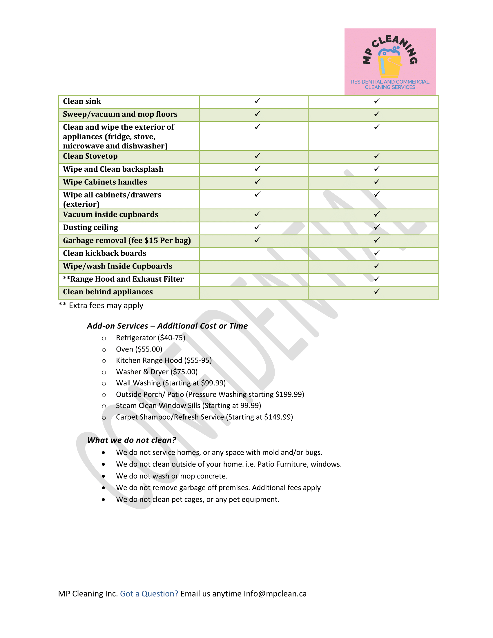 Move-In Move-Out Cleaning Checklist — MP Cleaning