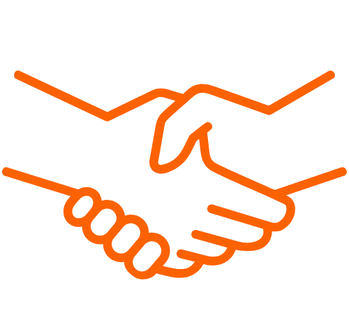 shaking hands graphic in orange