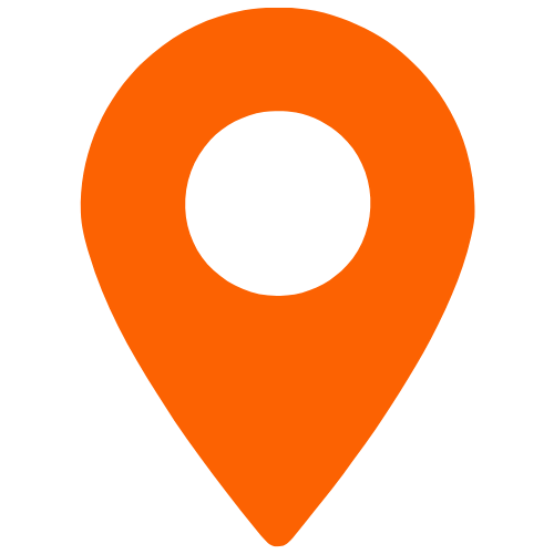 location pin graphic in bright orange
