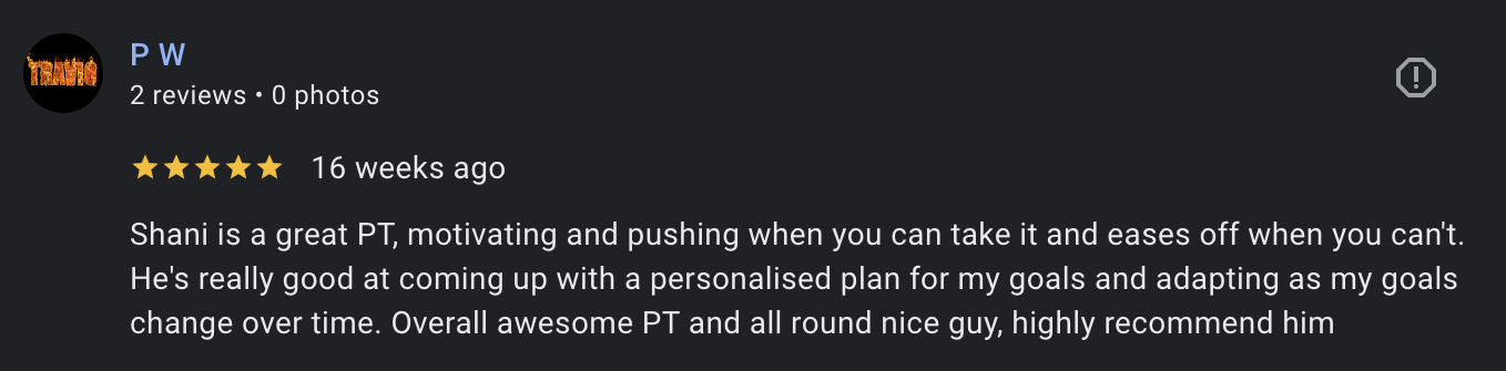 CSM Personal Training google review