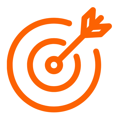 graphic icon in orange of a bullseye dart board