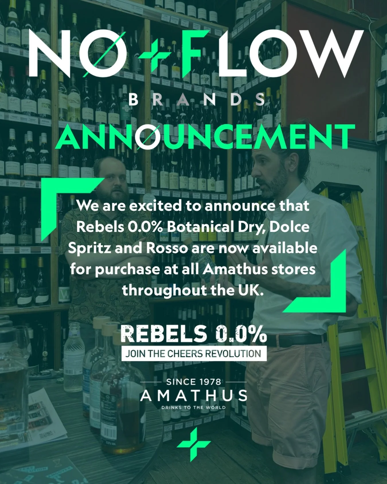 Rebels 0.0% is coming to a store near you! 💥 
An Amathus store that is&hellip;

You can find their summer trio of Botanical Dry, Dolce Spritz and Rosso now on shelves across all UK outlets, with the rest of the range rolling out later in September ?