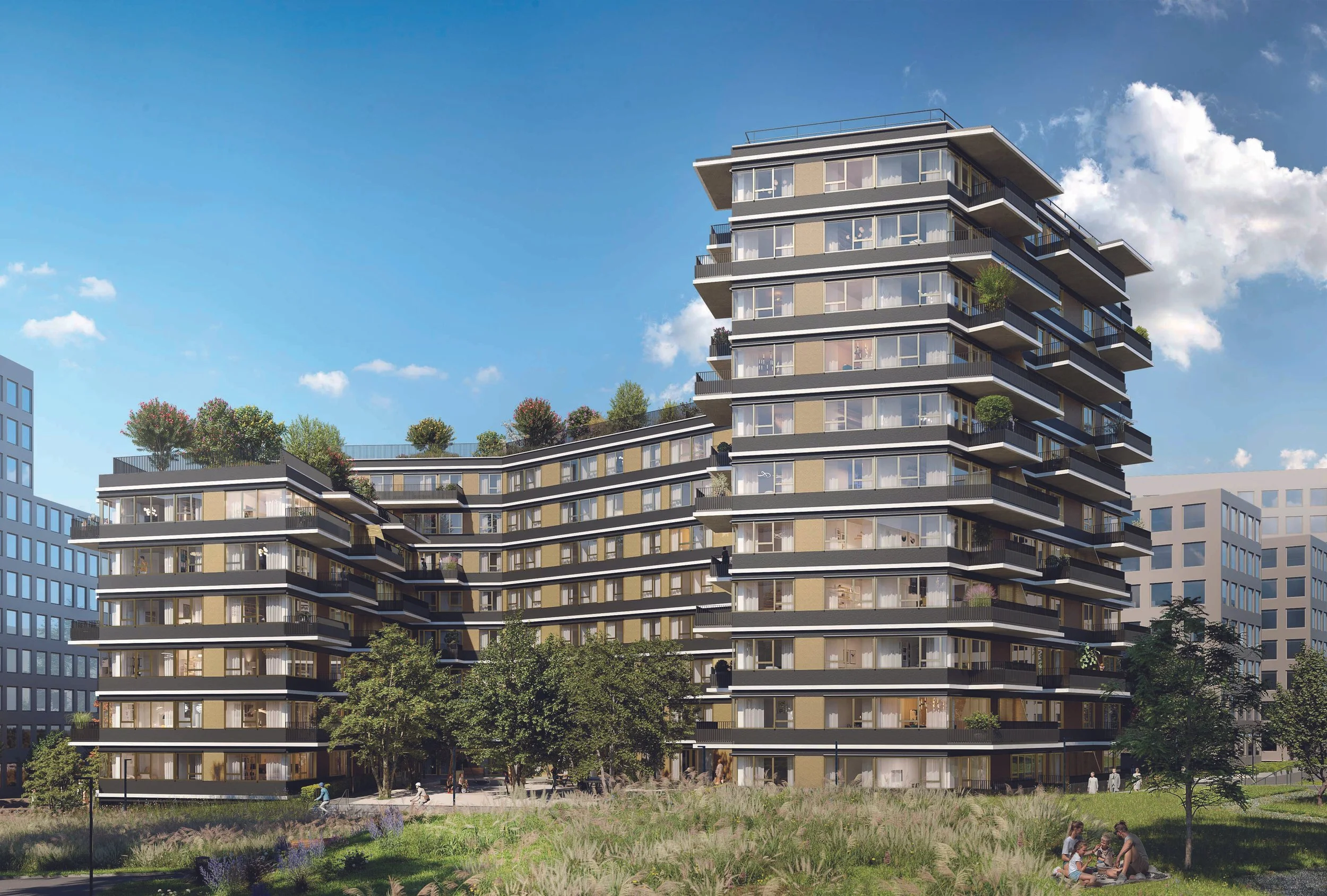   Anlagemöglichkeit beim Wiener Hauptbahnhof: Die „VIEW HOMES“ mit 147 Wohnungen werden bis 2027 im Stadtquartier „VILLAGE IM DRITTEN“ auf den Aspanggründen realisiert.  